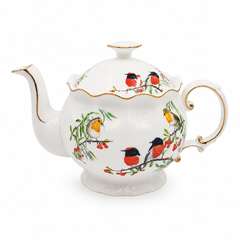 Red Breasted Robin Fine Bone China Teapot 600ml