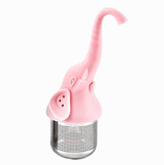 Tea Infuser Elephant w stainless steel infuser Pink