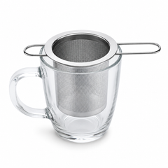 Tea Infuser 'Hang-in-Cup' Stainless Steel w Folding Handles