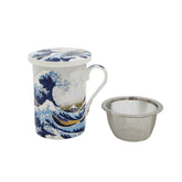The Great Wave Tall Fine Bone China Mug w Infuser and Lid