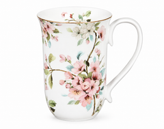 Peach Blossom on White Fine Bone China Tall Mug