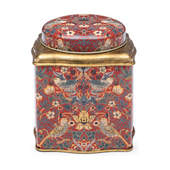 Tea Caddy with Dome Lid William Morris Strawberry Thief Red