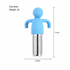Tea Infuser Silicone 'Man' with Stainless Steel Infuser Blue
