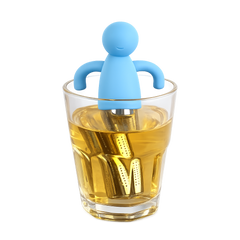 Tea Infuser Silicone 'Man' with Stainless Steel Infuser Blue