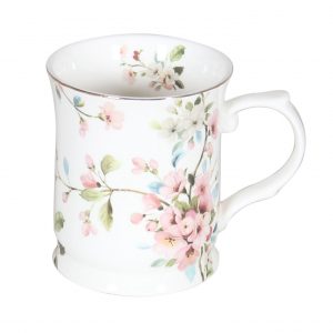 Peach Blossom on White Fine Bone China Mug