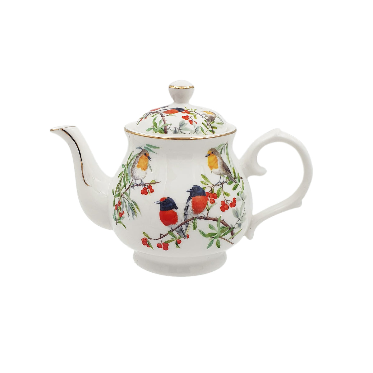 Red Breasted Robin Fine Bone China Teapot 370ml