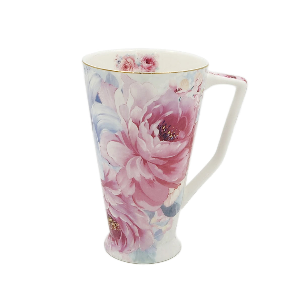 Tall mug with Peony decor 500cc
