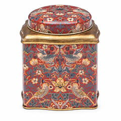 Tea Caddy with Dome Lid William Morris Strawberry Thief Red