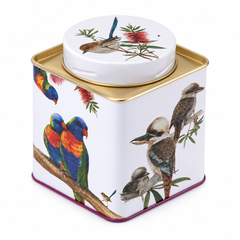 Tea Caddy Australian Birds Square Large
