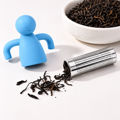 Tea Infuser Silicone 'Man' with Stainless Steel Infuser Blue